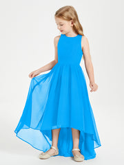 Junior Robes de Demoiselle d'Honneur Asymétriques Exquises Bleu Océan