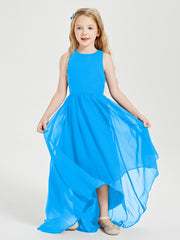 Junior Robes de Demoiselle d'Honneur Asymétriques Exquises Bleu Océan