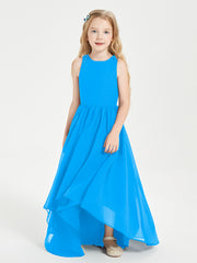 Junior Robes de Demoiselle d'Honneur Asymétriques Exquises Bleu Océan