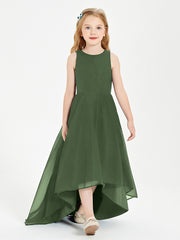 Junior Robes de Demoiselle d'Honneur Asymétriques Exquises Olive Verte