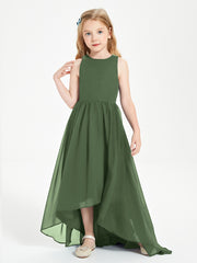 Junior Robes de Demoiselle d'Honneur Asymétriques Exquises Olive Verte