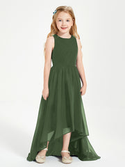 Junior Robes de Demoiselle d'Honneur Asymétriques Exquises Olive Verte