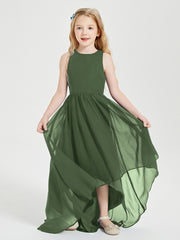 Junior Robes de Demoiselle d'Honneur Asymétriques Exquises Olive Verte