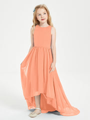 Junior Robes de Demoiselle d'Honneur Asymétriques Exquises Papaye