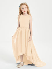 Junior Robes de Demoiselle d'Honneur Asymétriques Exquises Pêche