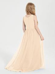 Junior Robes de Demoiselle d'Honneur Asymétriques Exquises Pêche