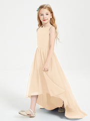 Junior Robes de Demoiselle d'Honneur Asymétriques Exquises Pêche