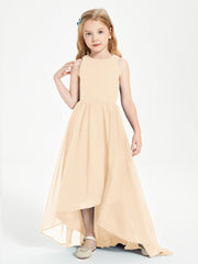 Junior Robes de Demoiselle d'Honneur Asymétriques Exquises Pêche