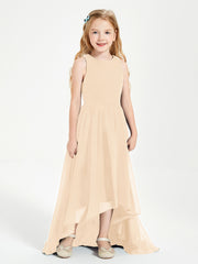 Junior Robes de Demoiselle d'Honneur Asymétriques Exquises Pêche