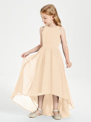 Junior Robes de Demoiselle d'Honneur Asymétriques Exquises Pêche