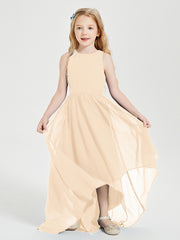 Junior Robes de Demoiselle d'Honneur Asymétriques Exquises Pêche