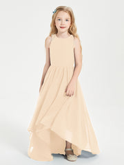 Junior Robes de Demoiselle d'Honneur Asymétriques Exquises Pêche