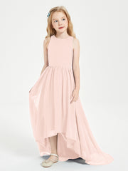 Junior Robes de Demoiselle d'Honneur Asymétriques Exquises Rose Perle