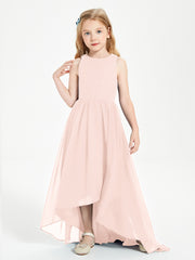 Junior Robes de Demoiselle d'Honneur Asymétriques Exquises Rose Perle