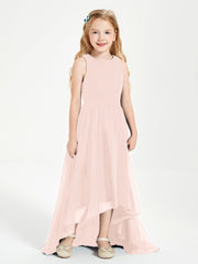 Junior Robes de Demoiselle d'Honneur Asymétriques Exquises Rose Perle