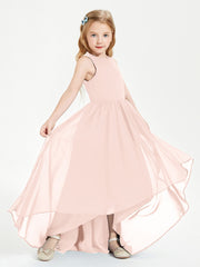 Junior Robes de Demoiselle d'Honneur Asymétriques Exquises Rose Perle