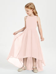 Junior Robes de Demoiselle d'Honneur Asymétriques Exquises Rose Perle