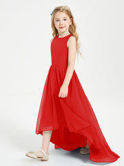 Junior Robes de Demoiselle d'Honneur Asymétriques Exquises Rouge