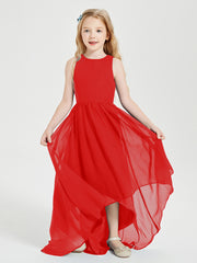Junior Robes de Demoiselle d'Honneur Asymétriques Exquises Rouge