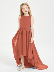 Junior Robes de Demoiselle d'Honneur Asymétriques Exquises Rouille