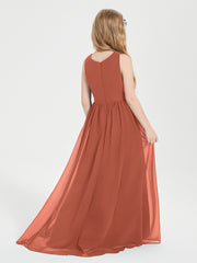Junior Robes de Demoiselle d'Honneur Asymétriques Exquises Rouille