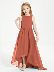 Junior Robes de Demoiselle d'Honneur Asymétriques Exquises Rouille