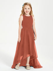 Junior Robes de Demoiselle d'Honneur Asymétriques Exquises Rouille