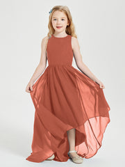 Junior Robes de Demoiselle d'Honneur Asymétriques Exquises Rouille