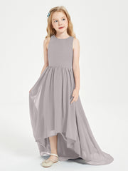 Junior Robes de Demoiselle d'Honneur Asymétriques Exquises Argent