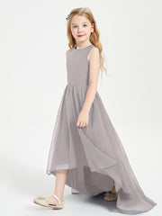 Junior Robes de Demoiselle d'Honneur Asymétriques Exquises Argent