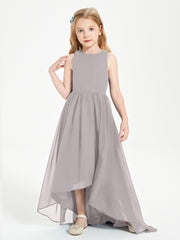Junior Robes de Demoiselle d'Honneur Asymétriques Exquises Argent