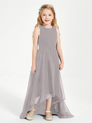 Junior Robes de Demoiselle d'Honneur Asymétriques Exquises Argent