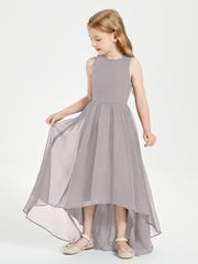 Junior Robes de Demoiselle d'Honneur Asymétriques Exquises Argent