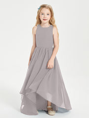 Junior Robes de Demoiselle d'Honneur Asymétriques Exquises Argent