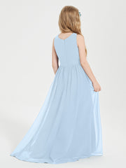 Junior Robes de Demoiselle d'Honneur Asymétriques Exquises Bleu Ciel