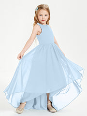 Junior Robes de Demoiselle d'Honneur Asymétriques Exquises Bleu Ciel