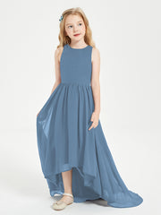 Junior Robes de Demoiselle d'Honneur Asymétriques Exquises Bleu de Schiste