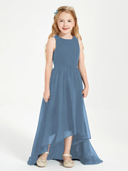 Junior Robes de Demoiselle d'Honneur Asymétriques Exquises Bleu de Schiste