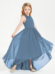 Junior Robes de Demoiselle d'Honneur Asymétriques Exquises Bleu de Schiste