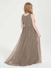 Junior Robes de Demoiselle d'Honneur Asymétriques Exquises Taupe