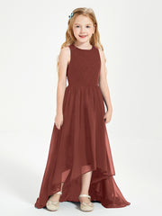 Junior Robes de Demoiselle d'Honneur Asymétriques Exquises Terracotta