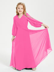 Robes de Demoiselle d'Honneur Junior à Manches Longues Modestes Azalée