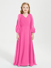 Robes de Demoiselle d'Honneur Junior à Manches Longues Modestes Azalée