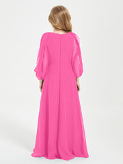 Robes de Demoiselle d'Honneur Junior à Manches Longues Modestes Azalée