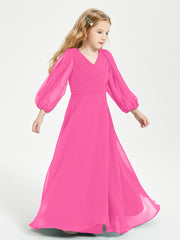 Robes de Demoiselle d'Honneur Junior à Manches Longues Modestes Azalée