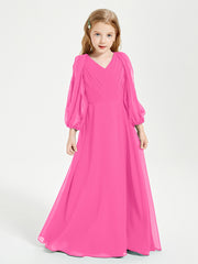 Robes de Demoiselle d'Honneur Junior à Manches Longues Modestes Azalée