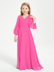 Robes de Demoiselle d'Honneur Junior à Manches Longues Modestes Azalée