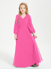 Robes de Demoiselle d'Honneur Junior à Manches Longues Modestes Azalée