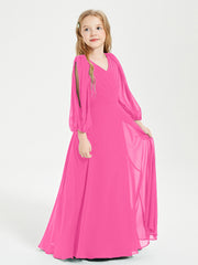 Robes de Demoiselle d'Honneur Junior à Manches Longues Modestes Azalée