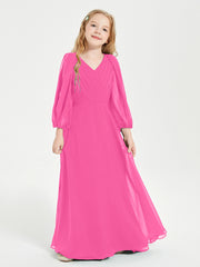Robes de Demoiselle d'Honneur Junior à Manches Longues Modestes Azalée